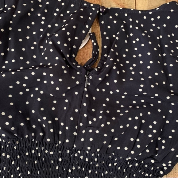 Princess Polly vertigo blues mini dress navy polka dot box cut neckline - 2 - Picture 8 of 8
